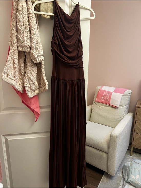 Runaway The Label Dresses & Skirts - Sleek Brown Draped Maxi Gown